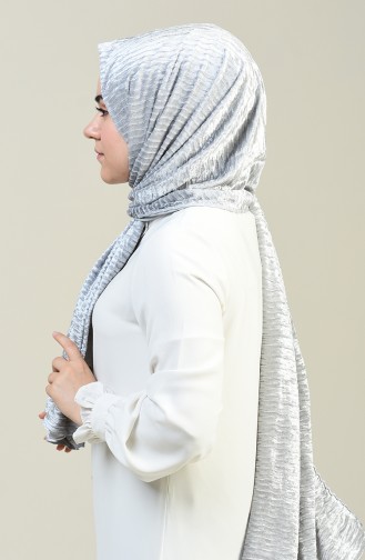 Çizgili Kadife Şal 1056-16 Gri
