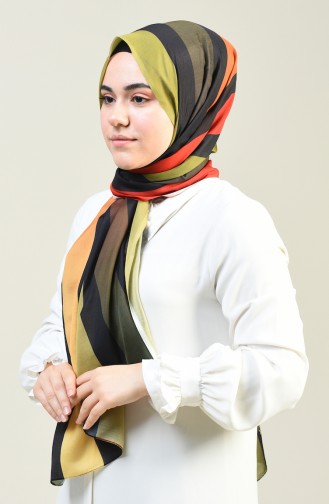 Patterned Cotton Shawl Khaki 95303-04