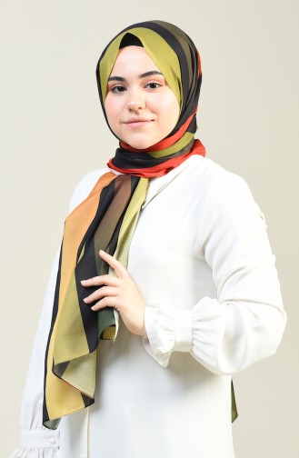 Patterned Cotton Shawl Khaki 95303-04