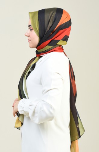 Patterned Cotton Shawl Khaki 95303-04