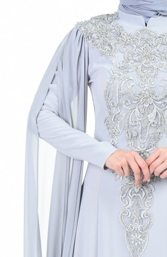 Lace Evening Dress Gray 3041-02