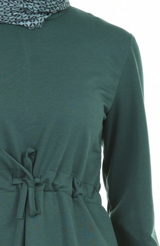 Beli Büzgülü Elbise 1965-01 Zümrüt Yeşili