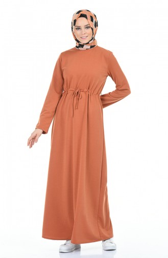 Beli Büzgülü Elbise 1965-03 Soğan Kabuğu