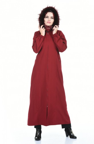معطف طويل أحمر كلاريت 4039-06