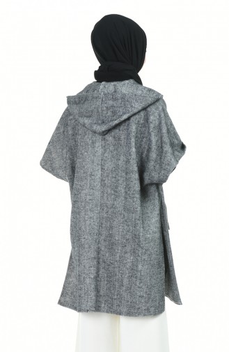 Saisonales Poncho mit Kapuze 8002A-01 Dunkel Grau 8002A-01