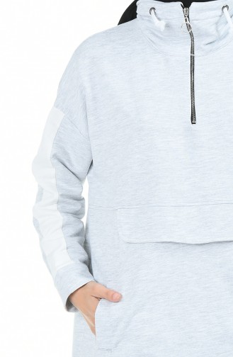 Yarasa Kol Cepli Sweatshirt 0992-03 Gri