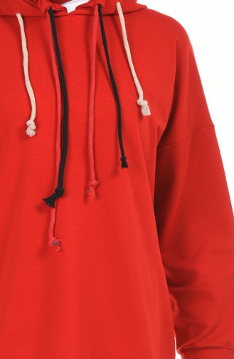 Kapüşonlu Sweatshirt 1014-01 Kırmızı
