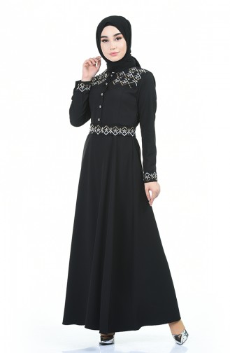 Stone Belted Dress 9611-03 Black 9611-03