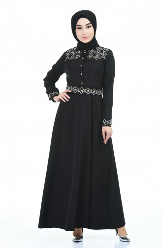 Stone Belted Dress 9611-03 Black 9611-03