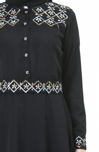Stone Belted Dress 9611-03 Black 9611-03