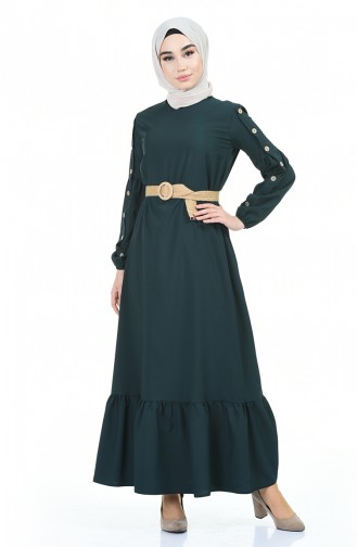 Robe Hijab Vert emeraude 4527-01