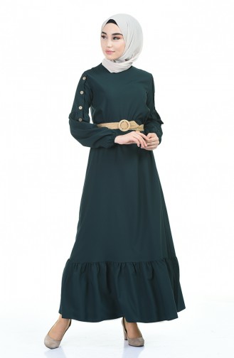 Smaragdgrün Hijab Kleider 4527-01