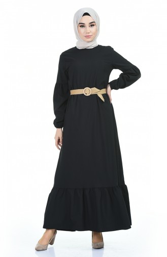 Schwarz Hijab Kleider 4527-02