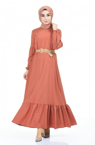 Lachsrosa Hijab Kleider 4527-05