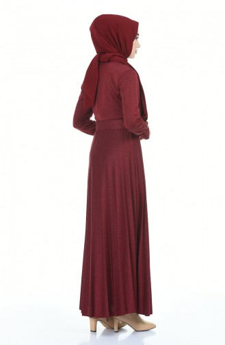 Claret Red Hijab Dress 5056-01