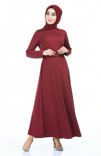 Claret Red Hijab Dress 5062-03
