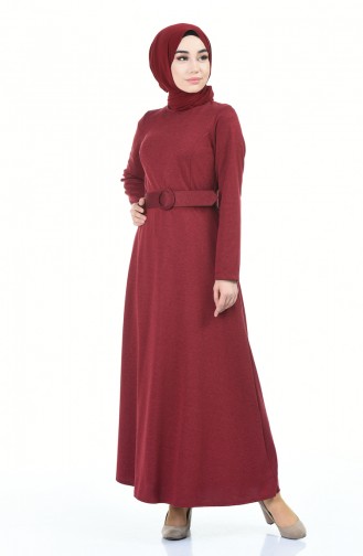 Claret Red Hijab Dress 5062-03