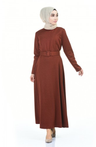 Zimtfarbig Hijab Kleider 5062-04
