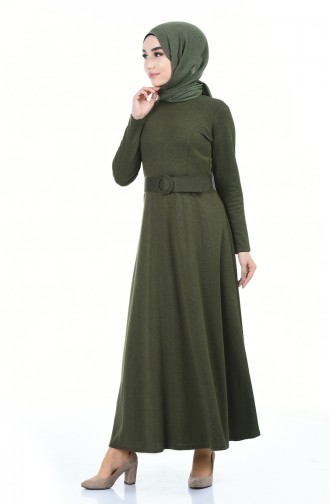 Robe Hivernal à Ceinture 5062-05 Khaki 5062-05