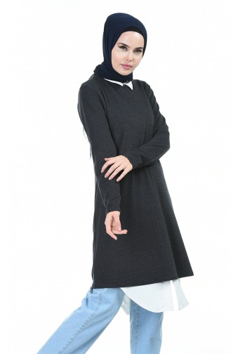 Gemusterte Tunika 1128-01 Schwarz 1128-01