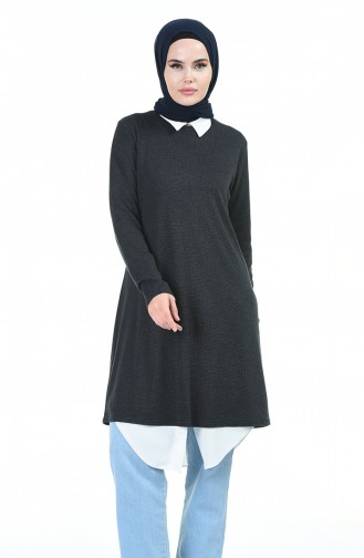 Gemusterte Tunika 1128-01 Schwarz 1128-01