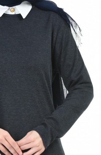 Gemusterte Tunika 1128-01 Schwarz 1128-01