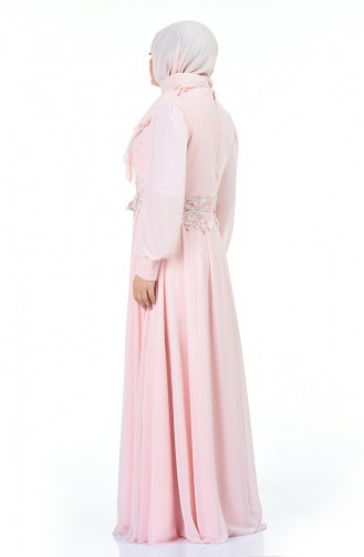 Powder Hijab Evening Dress 9808-03