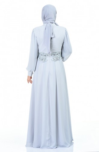 Grau Hijab-Abendkleider 9808-04