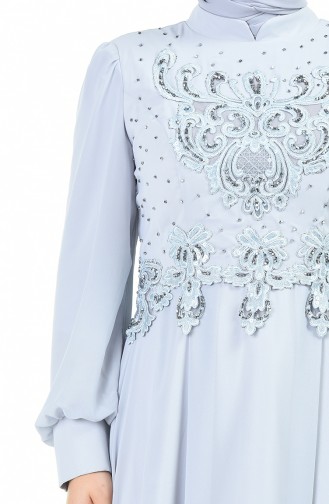 Robe de Soirée à Dentelle Grande Taille 9808-04 Gris 9808-04