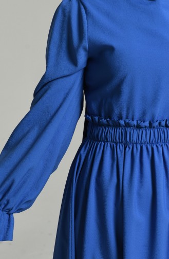 Beli Lastikli Elbise 4532-04 İndigo