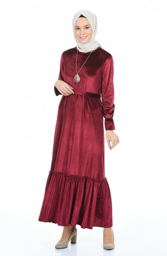Dunkel-Zwetschge Hijab Kleider 5053-01