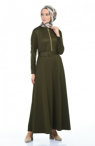 Khaki Hijab Kleider 5059-02