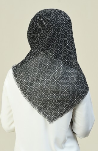 Desenli Flamlı Keten Eşarp 2395-04 Siyah