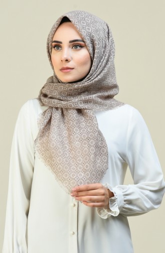 Desenli Flamlı Keten Eşarp 2395-06 Bej