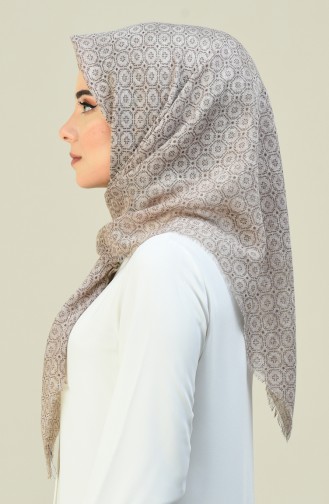 Desenli Flamlı Keten Eşarp 2395-06 Bej