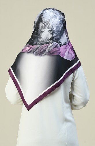 Patterned Silky Twill Scarf Purple 13126-01