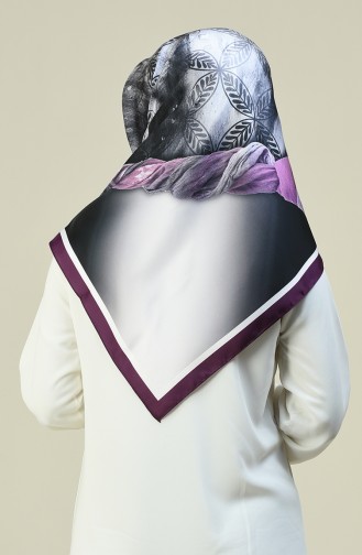 Patterned Silky Twill Scarf Purple 13126-01