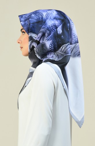 Patterned Silky Twill Scarf Gray 13126-05