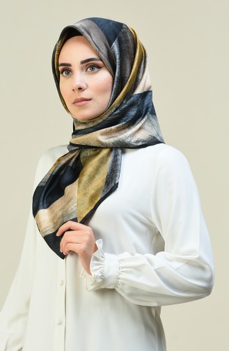 Karaca Desenli Rayon Eşarp 90617-05 Siyah Gold