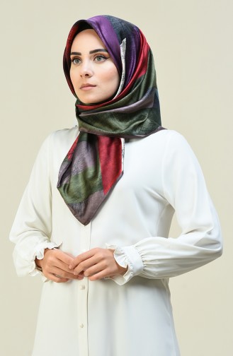 Karaca Desenli Rayon Eşarp 90617-06 Lila Bordo