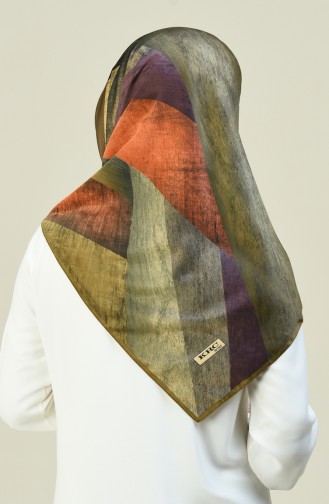 Karaca Desenli Rayon Eşarp 90617-10 Haki Mürdüm