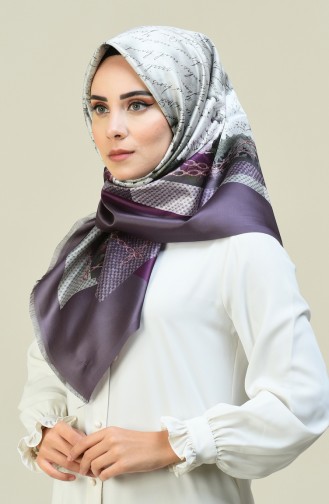 Patterned Taffeta Scarf Dark Lilac 95302-05