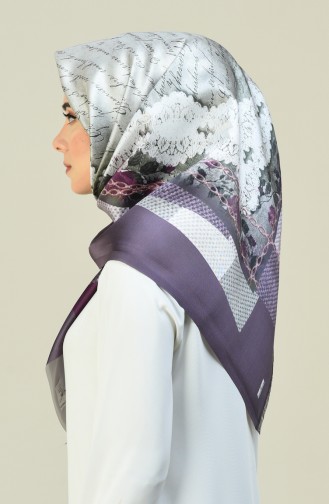 Patterned Taffeta Scarf Dark Lilac 95302-05