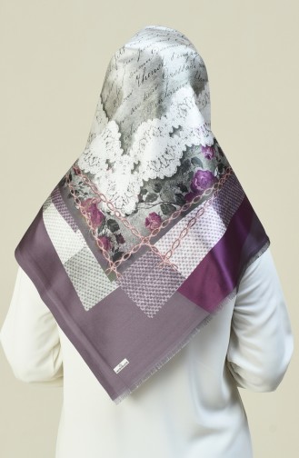 Patterned Taffeta Scarf Dark Lilac 95302-05