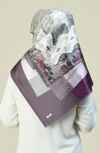 Patterned Taffeta Scarf Dark Lilac 95302-05