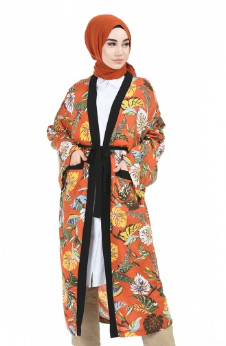 Desenli Kimono 5499-01 Kiremit