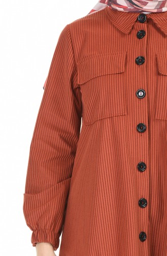 Fitilli Kadife Tunik Pantolon İkili Takım 5924-05 Kiremit