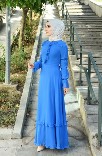 Dunkelblau Hijab Kleider 8044-04