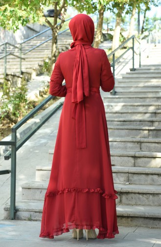فستان أحمر كلاريت داكن 8044-05