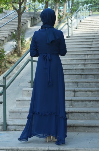 Navy Blue Hijab Dress 8044-09